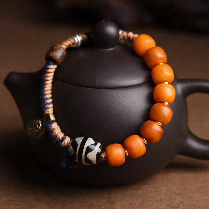 Buddha Stones Tibetisches Armband mit Dzi-Perlen aus Messing - image 9