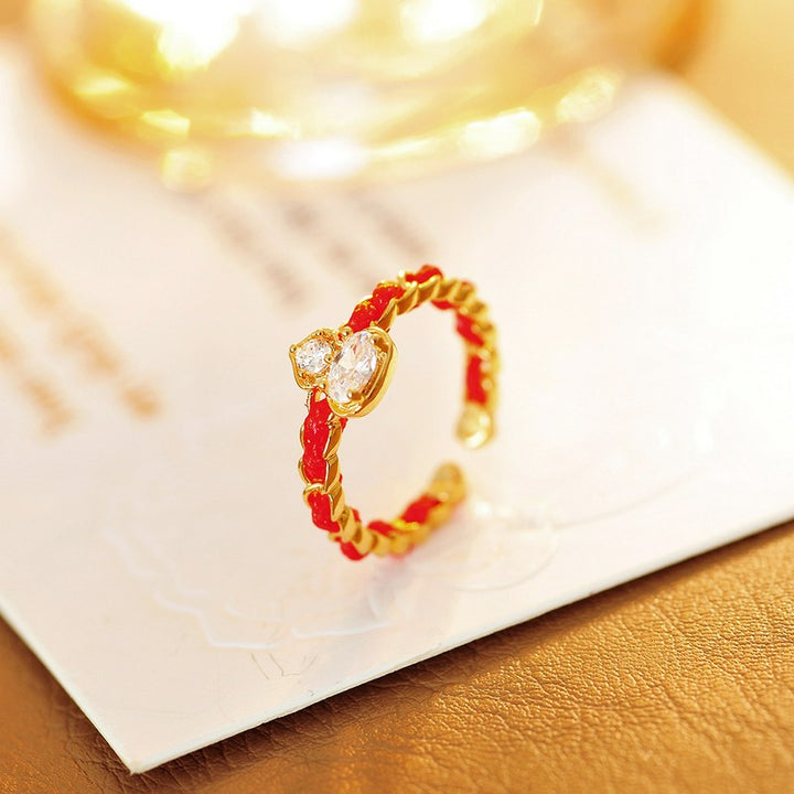 Buddha Stones Roter Ring aus Kupferlegierung mit Kürbismotiv und offenem Band - image 2