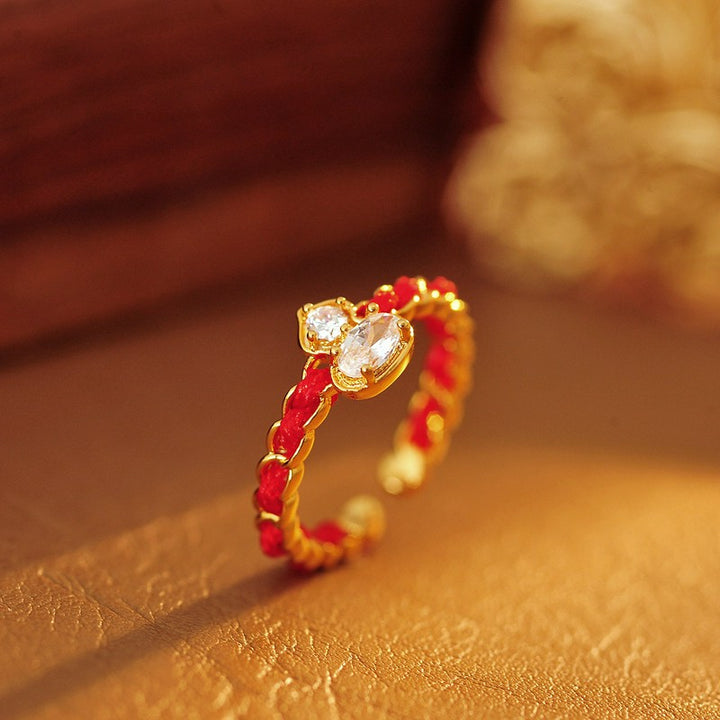 Buddha Stones Roter Ring aus Kupferlegierung mit Kürbismotiv und offenem Band - Kürbisring (US8) - image 0