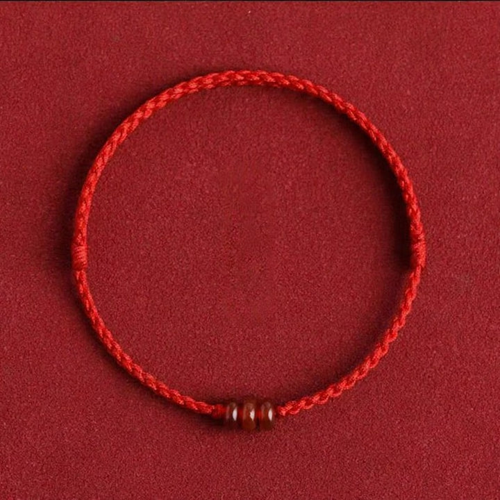 Buddha Stones Minimalistisches Schutzarmband mit Abakus-Perle aus rotem Achat - Rotes Fußkettchen (Fußkettchenumfang: 17–25 cm) - image 2