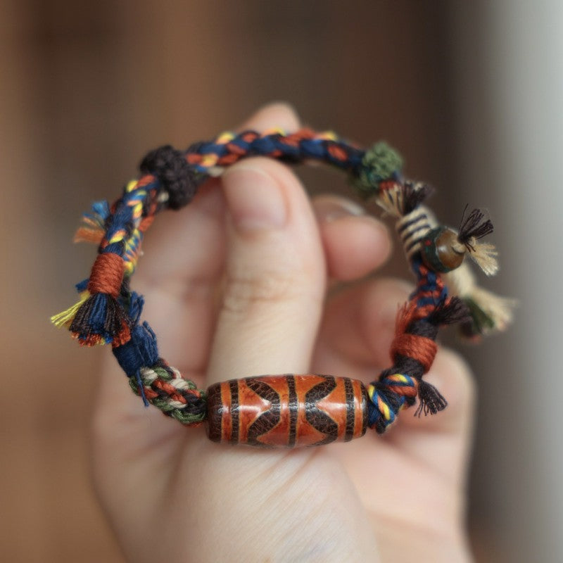 Buddha Stones Vintage Tibetisches Dzi-Perlen-Glücksseil-Armband - image 1
