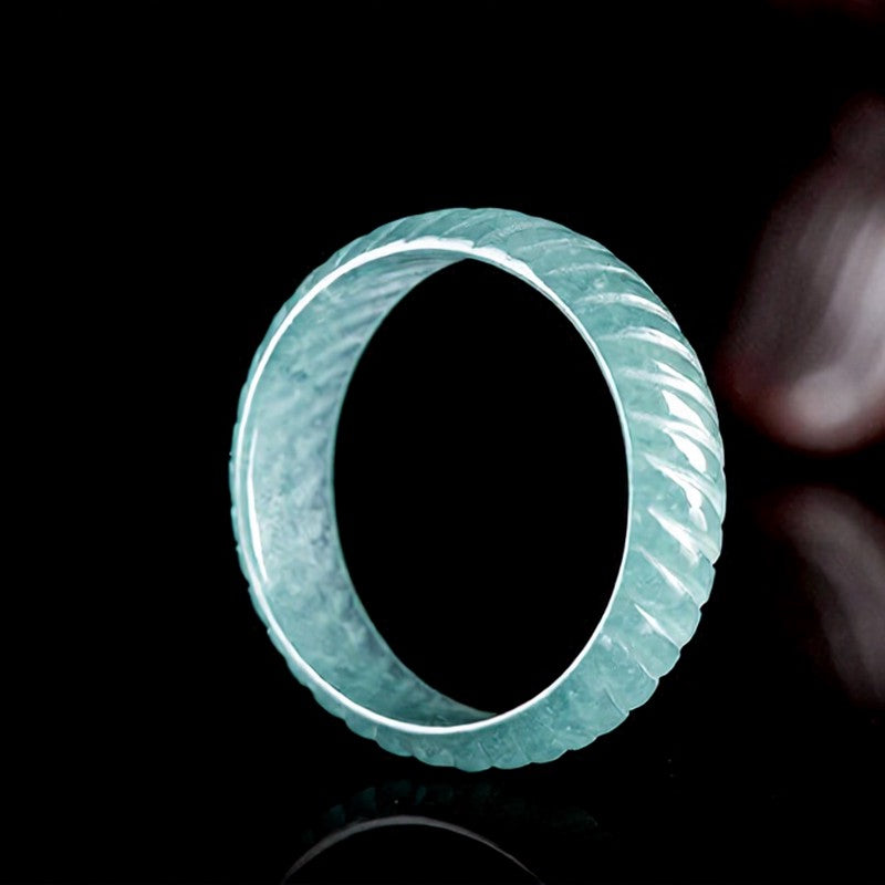 Buddha Stones Durchscheinender Jade-Drachenschuppen-Kraftring - image 1