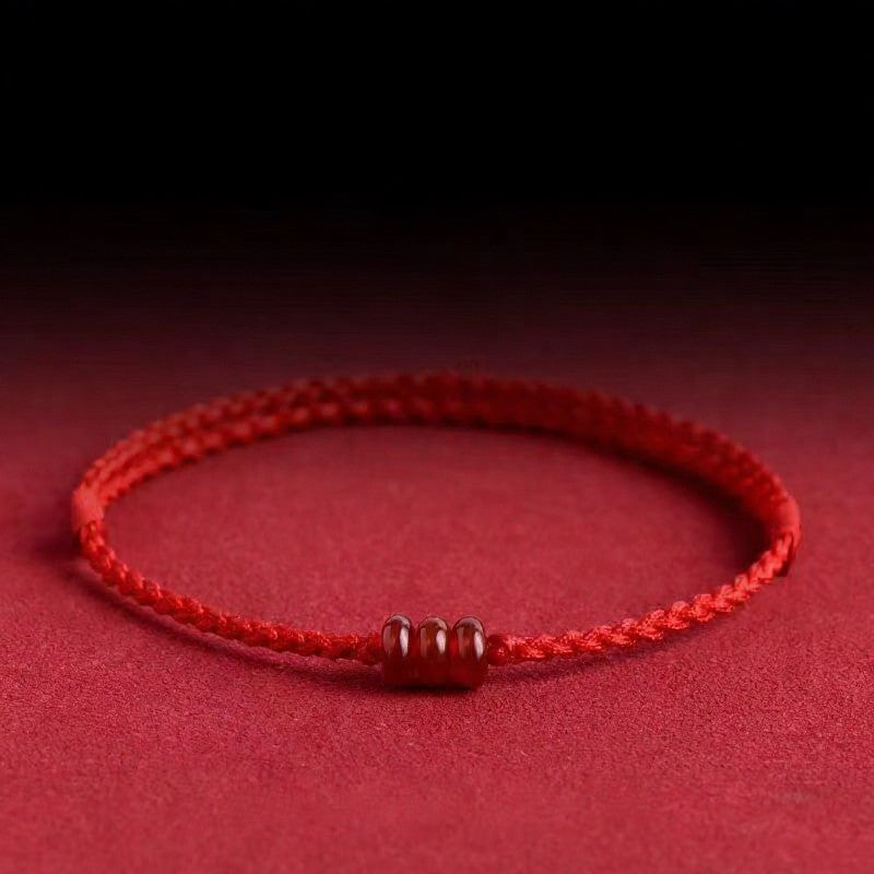 Buddha Stones Minimalistisches Schutzarmband mit Abakus-Perle aus rotem Achat - Rotes Armband (Handgelenkumfang: 14–18 cm) - image 0