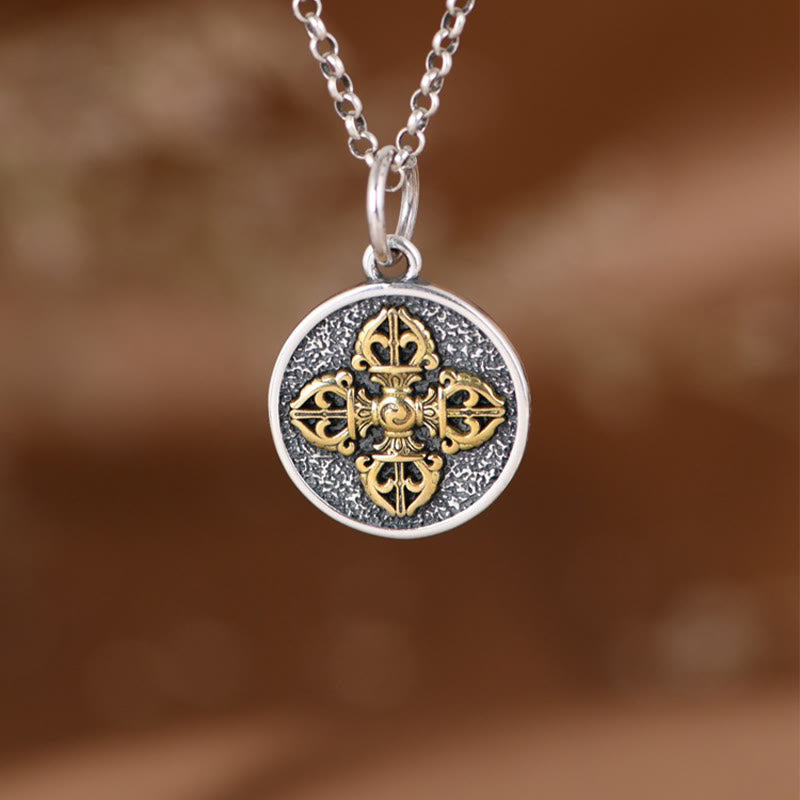 Buddha Stones 925 Sterling Silber Doppel Dorje Vajra Segen Halskette Anhänger - image 3
