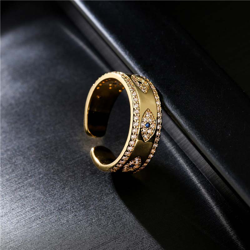 Buddha Stones Evil Eye Glück Segen Kupferlegierung Ring