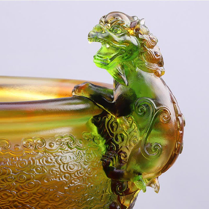 Handgefertigte Liuli-Kristall-PiXiu-Schatzschale, Kunststück, Heimdekoration - image 5