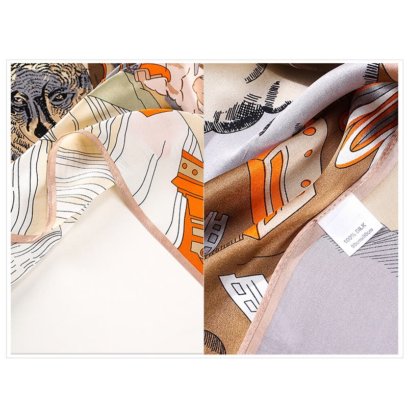 Buddha Stones ​​Ölgemälde Stadt Schnee Szene Schloss Lotus 100 % Maulbeerseide Halshaarschal - image 12