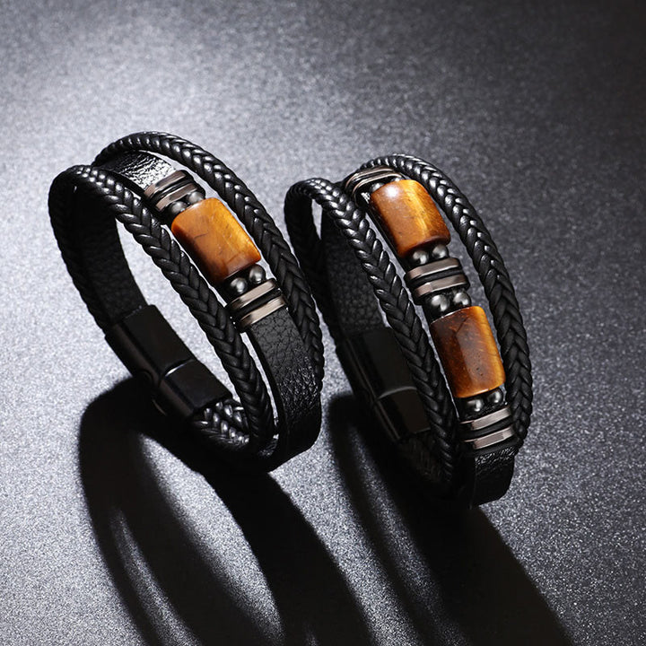 Buddha Stones Tiger Eye Power Magnetschnalle Mehrschichtiges Lederarmband - image 9