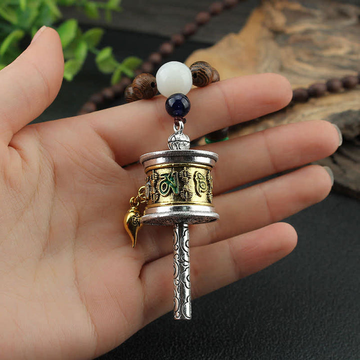 Buddha Stones, tibetische Om Mani Padme Hum Gebetsmühle, Rotation, Vajra-Holz-Halsketten-Anhänger - image 3