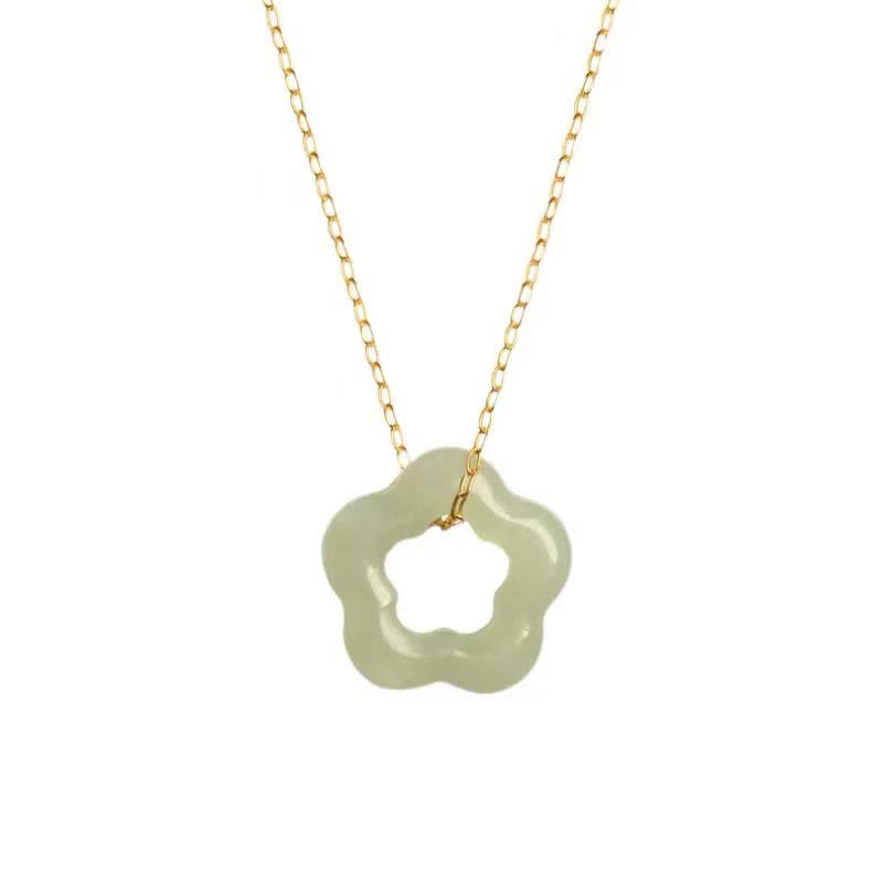 Buddha Stones Zierliche Hetian Jade Cyan Jade Glück Blumen Charm Halskette Anhänger - image 12