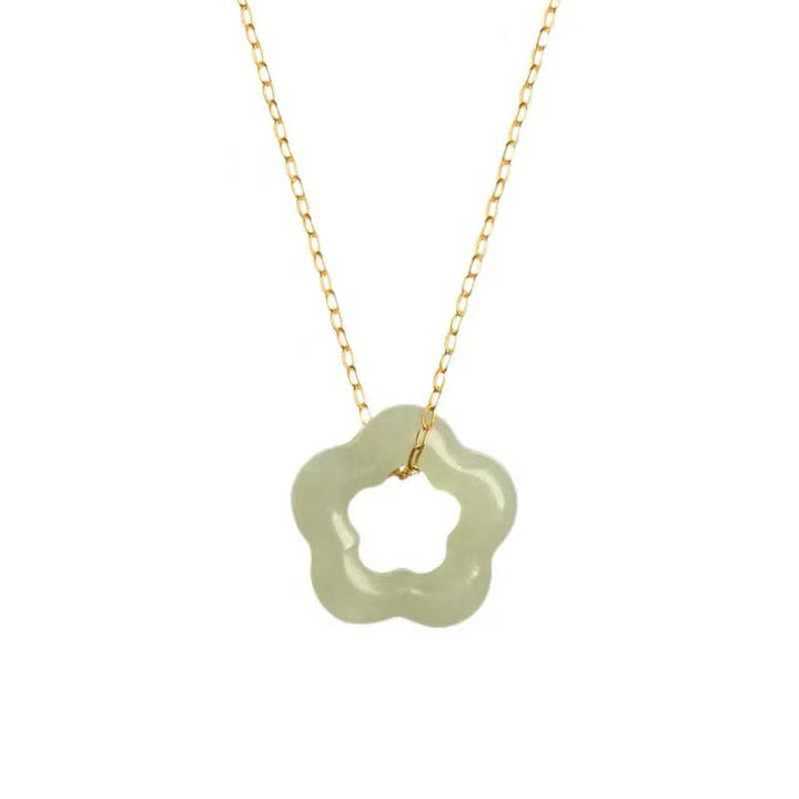 Buddha Stones Zierliche Hetian Jade Cyan Jade Glück Blumen Charm Halskette Anhänger - image 12