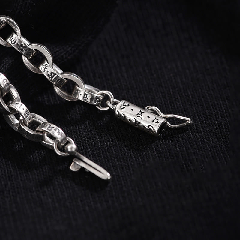 Buddha Stones 925 Sterling Silber Om Mani Padme Hum geschnitztes Design Kreativität Metallarmband - image 5