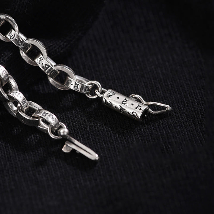 Buddha Stones 925 Sterling Silber Om Mani Padme Hum geschnitztes Design Kreativität Metallarmband - image 5