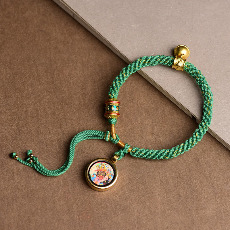Buddha Stones tibetischen fünf Gott des Reichtums Thangka Glück Gebetsrad Glocke Zopf String Armband