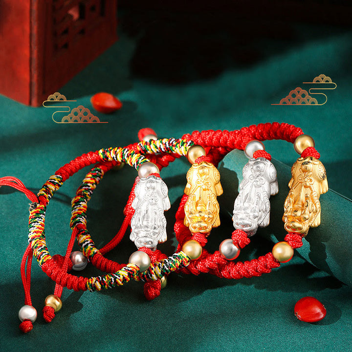 Buddha Stones 999 Sterling Silber PiXiu Wealth King Kong Knotenschnur geflochtenes Kinder-Kind-Armband - image 14