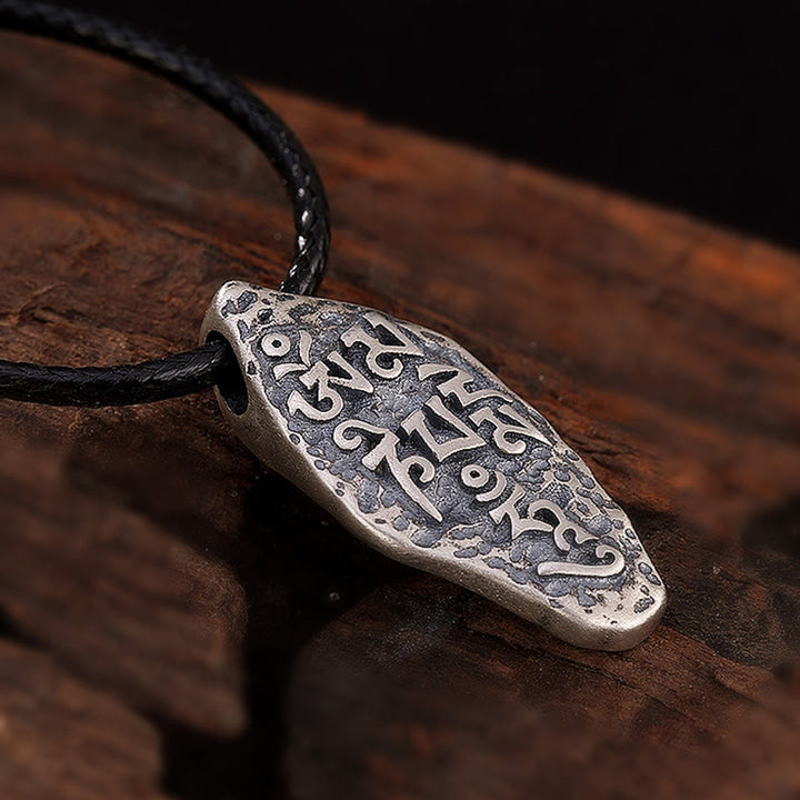 Buddha Stones, tibetisches 925er-Sterlingsilber, Om Mani Padme Hum Dorje Vajra, gravierter Stärke-Halskettenanhänger - image 7