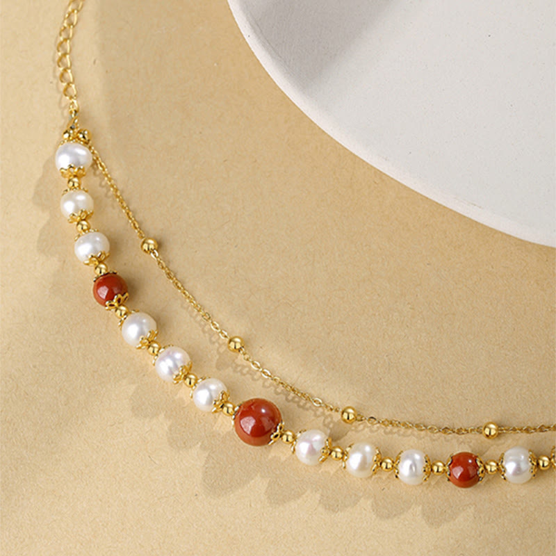 Buddha Stones 925 Sterling Silber Perlen-Zinnober-Weisheitsperlen-Doppelschicht-Kettenarmband - image 3