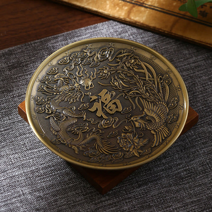 Buddha Stones, Lotus, Drache, Phönix, acht glückverheißende Symbole, Zinklegierung, Räucherstäbchenhalter, heilende Räuchergefäß-Dekoration - Drachen-Phoenix-Bronze (ohne Räucherloch) - image 9