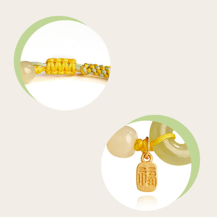 925 Sterling Silber Hetian Jade Peace Schnalle Perlen Glück Glück Charm Armband - image 8