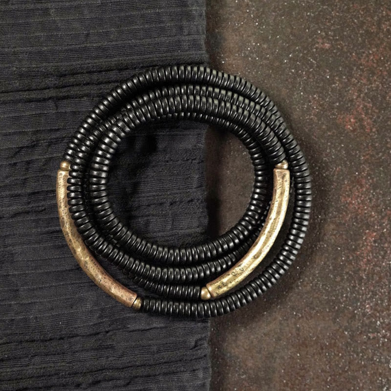 Buddha Stones, Ebenholz, Messing, Kupfer, Balance, mehrlagiges Armband - image 2