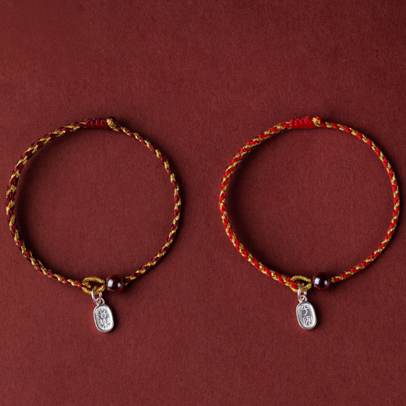 Buddha Stones Handgefertigtes Lotus-Armband aus Rotgold mit Zopfmuster, Motiv: Lotus Peace And Joy