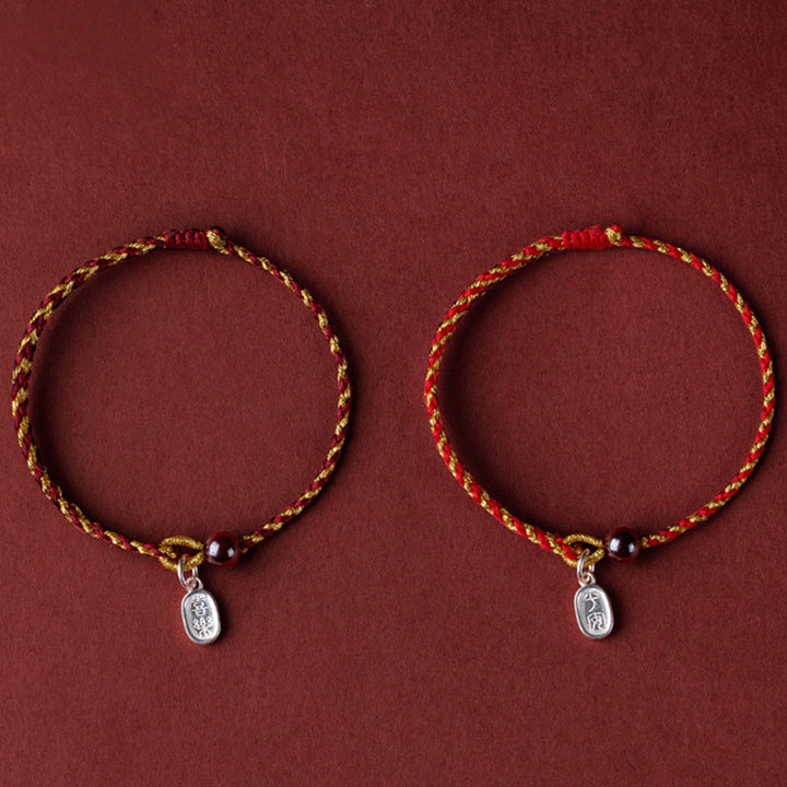 Buddha Stones Handgefertigtes Lotus-Armband aus Rotgold mit Zopfmuster, Motiv: Lotus Peace And Joy