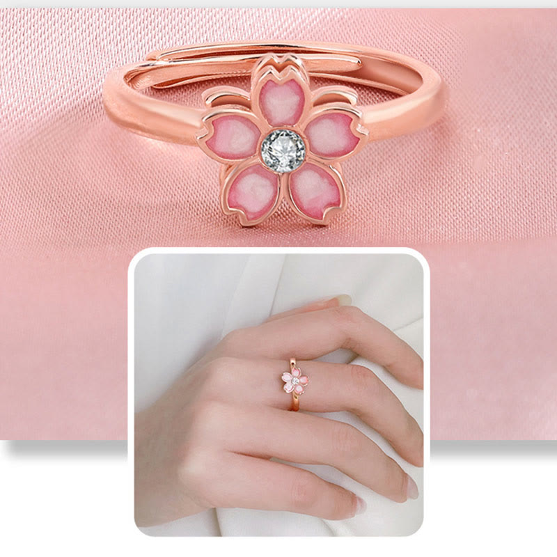 Buddha Stones 925 Sterling Silber Kirschblüten-Segen-Kettenarmband, drehbarer Ring - image 20