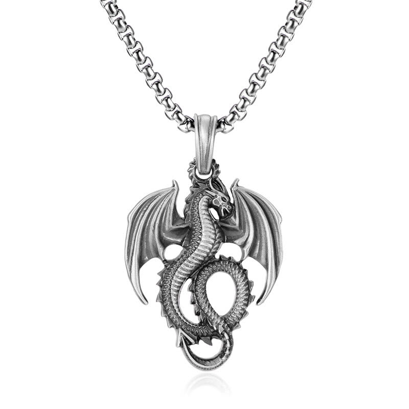 Buddha Stones ​​aus reinem Zinn, Drache, Glück, Erfolg, Halsketten-Anhänger - Drachen Anhänger & Gemeinsame Kette - image 2
