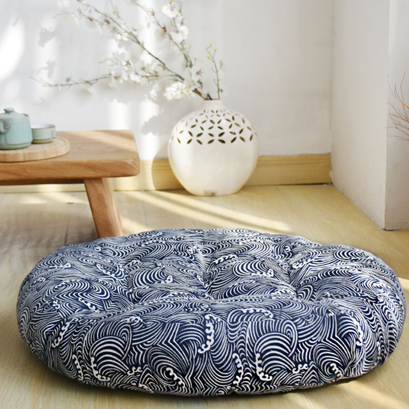 Meditationssitzkissen aus Baumwollleinen, Heimdekoration - 56*9cm - Stahlblau - image 9