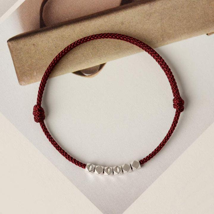 Buddha Stones 925 Sterling Silber Rote Schnur Geflecht Armband Fußkettchen