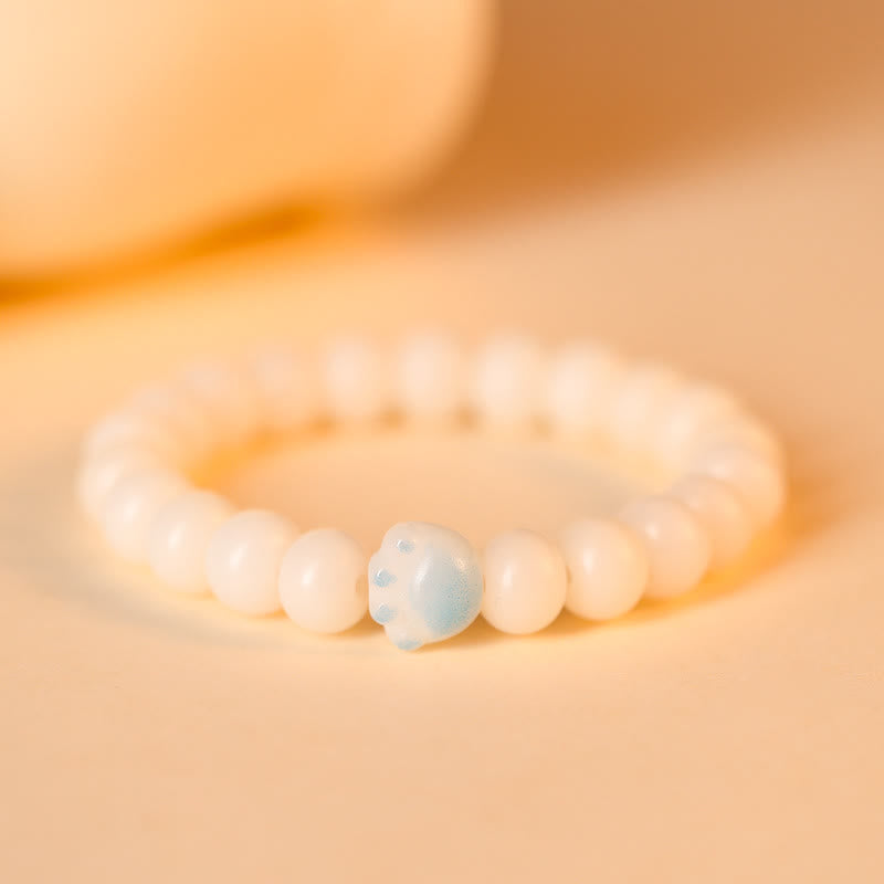 Buddha Stones Natural Bodhi Seed Lovely Paw Lucky Cat Paw Peace Armband - Blau - image 9