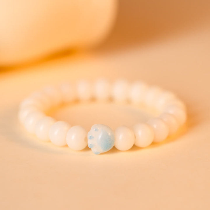 Buddha Stones Natural Bodhi Seed Lovely Paw Lucky Cat Paw Peace Armband - Blau - image 9