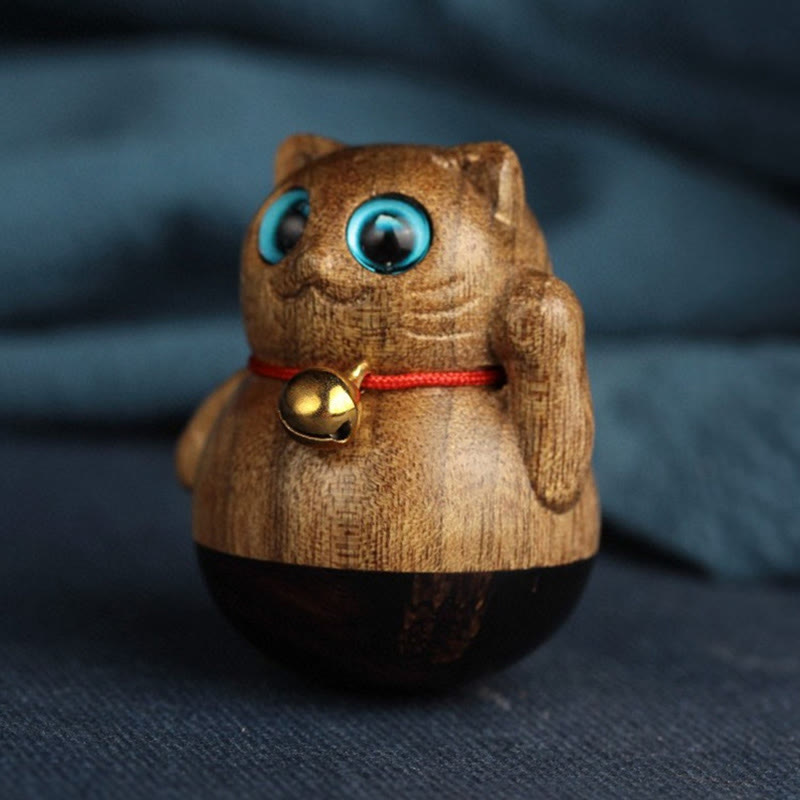 Buddha Stones Mini Glückskatze Kätzchen Phoebe Zhennan Segensdekoration aus Holz - image 19