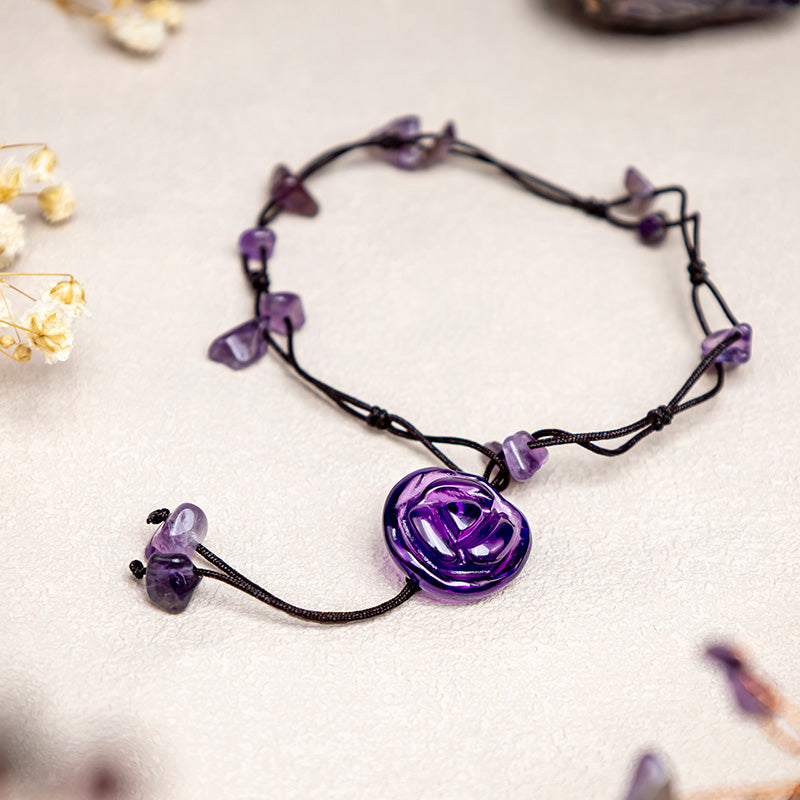 Fußkettchen mit Buddha Stonesn, Amethyst, rosa Kristall, grüner Aventurin, Rose, innerer Frieden, Heilung - image 0