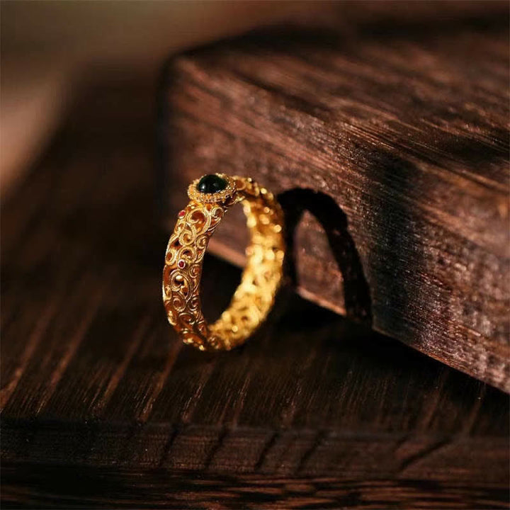 Buddha Stones 925 Sterling Silber Cyan Jade Erfolg Glücksring - image 4