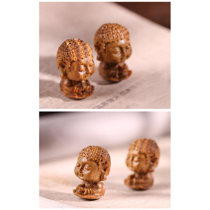 Buddha Stones Chinesisches Tierkreiszeichen, Buddha, Lotusblume aus grünem Sandelholz, graviert, positive Heimdekoration - image 14