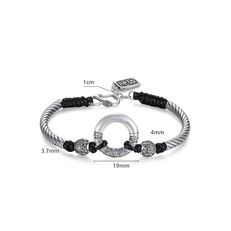 Buddha Stones 999 Sterling Silber Friedensschnalle mit Fu-Zeichen, Kupfermünze, Glückswolken-Armband - image 16