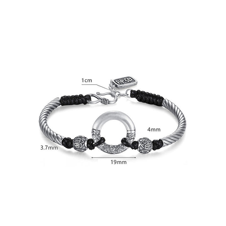 Buddha Stones 999 Sterling Silber Friedensschnalle mit Fu-Zeichen, Kupfermünze, Glückswolken-Armband - image 16