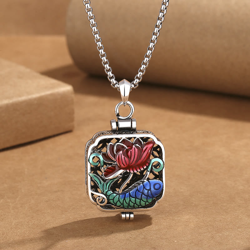 Buddha Stones, Koi-Fisch, Lotus, Kupfermünzen, Glück, Ghau, Gebetsbox, Halsketten-Anhänger - image 2
