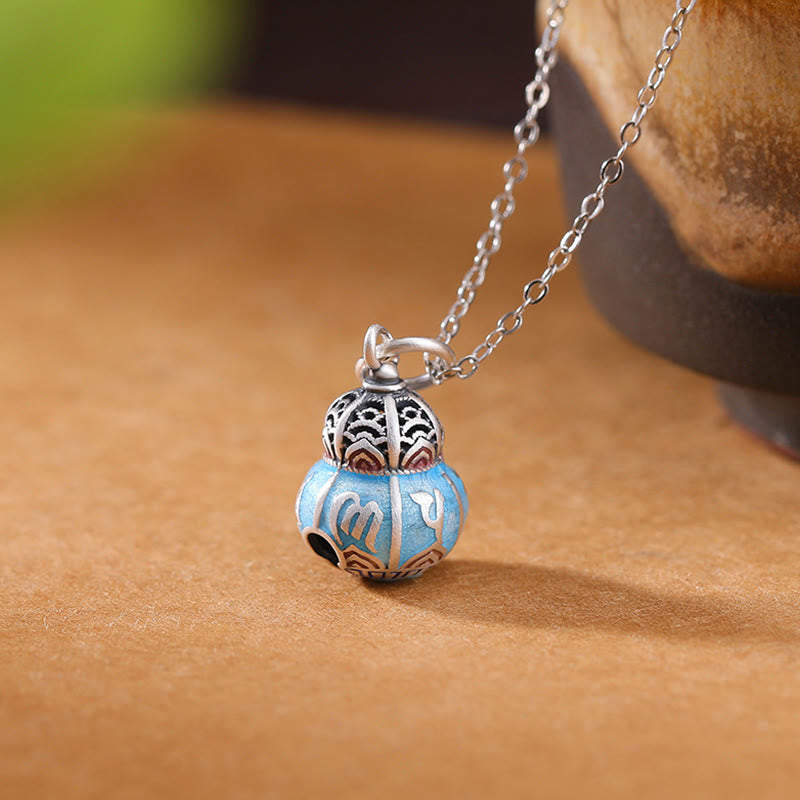 Buddha Stones 999 Sterling Silber Om Mani Padme Hum graviertes Kürbis-Design Weisheit Halskettenanhänger - Om Mani Padme Hum (Liebe♥Fokus) - image 1