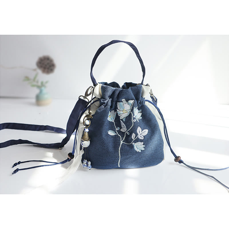 Buddha Stones Handgefertigte bestickte Blumen Canvas Tote Schultertasche Handtasche - image 22
