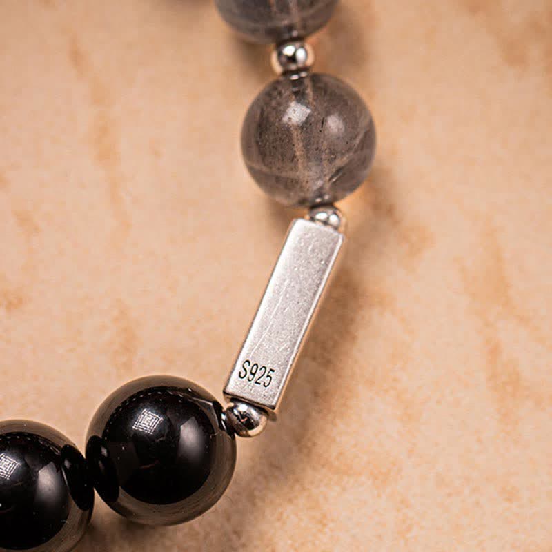 925 Sterling Silber Obsidian Mondstein Stärke Paar Armband - image 17