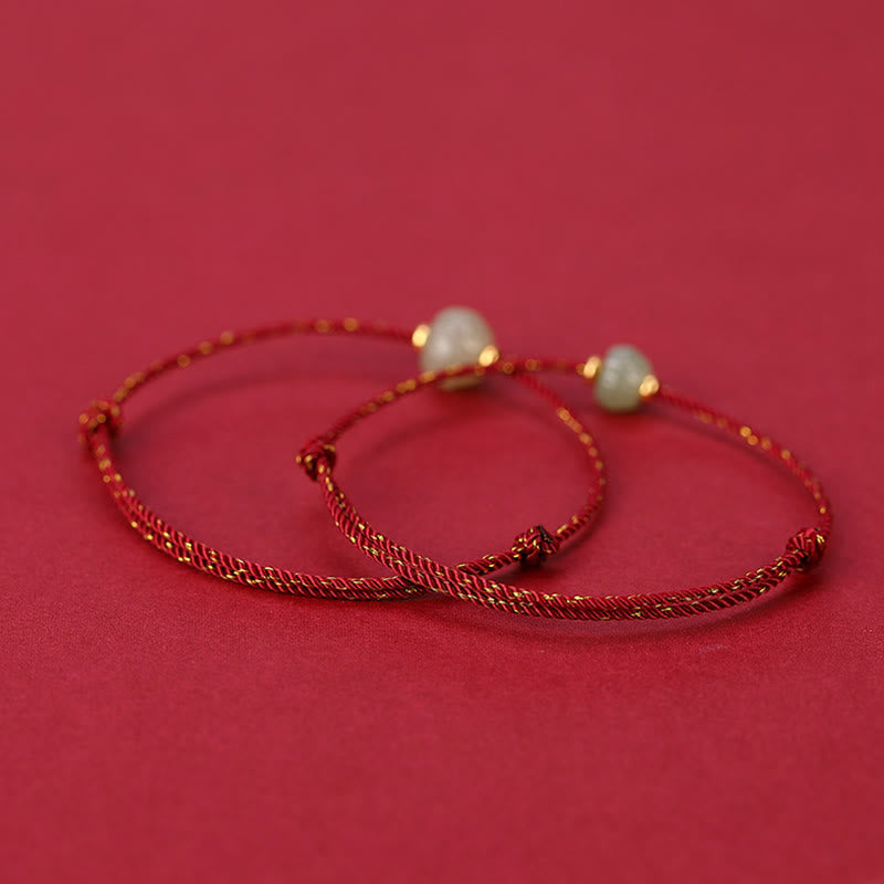 Buddha Stones 925 Sterling Silber vergoldet Hetian Jade Lotus Glück rote Schnur Armband - image 2
