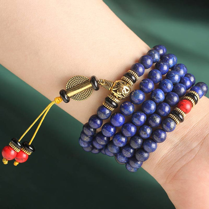 Buddha Stones ​​Tibetische Mala Lapislazuli Lazurit Positives Armband - image 9