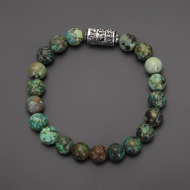 Buddha Stones Natürliches Lazurit Pietersite Unakite Om Mani Padme Hum Bead Positive Armband