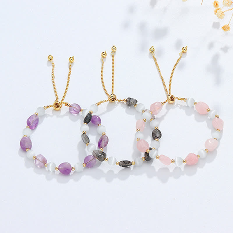 Amethyst Rosa Kristall Schwarz Rutilquarz Spirituelles Bewusstseinsarmband - image 9