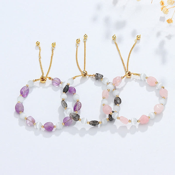 Amethyst Rosa Kristall Schwarz Rutilquarz Spirituelles Bewusstseinsarmband - image 9