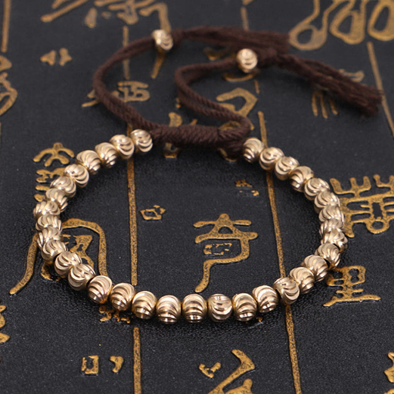 Buddha Stones Tibetisches handgefertigtes Kupferperlen-Glücksschnur-Armband