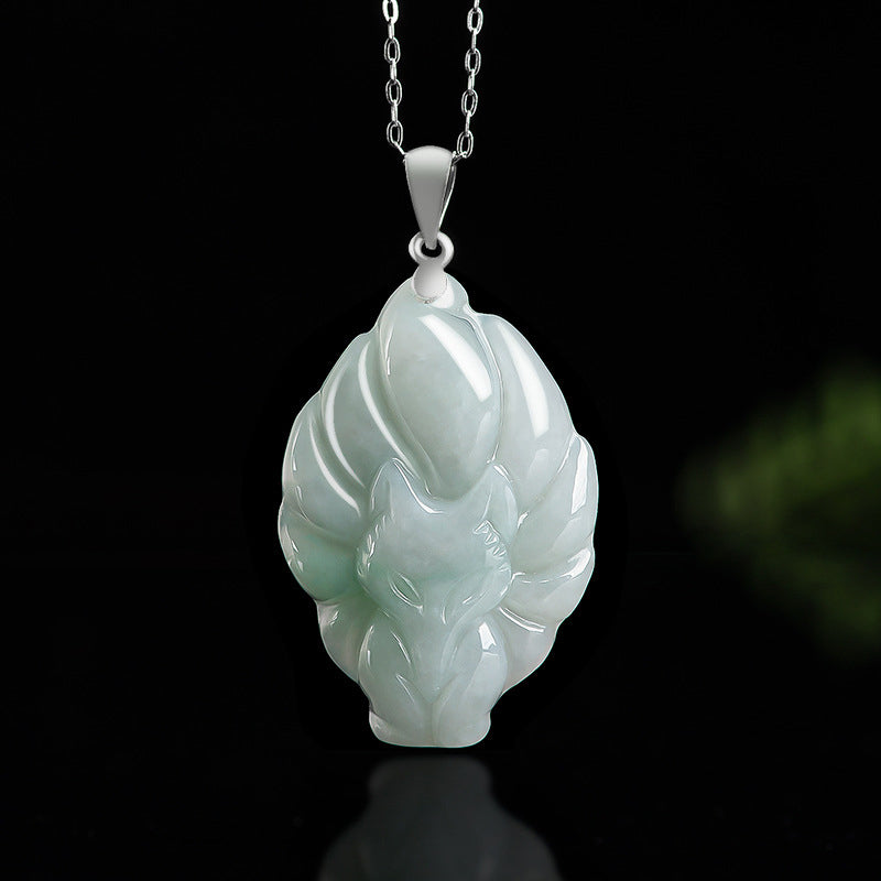 Buddha Stones, natürliche Jade, neunschwänziger Fuchs, Wohlstandssymbol, Titanstahlkette, Anhänger - Jade (Wohlstand♥Fülle) - image 0