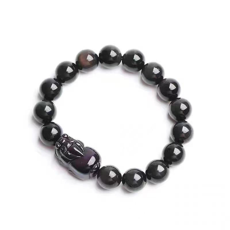 Buddha Stones FengShui PiXiu Regenbogen-Obsidian-Heilarmband